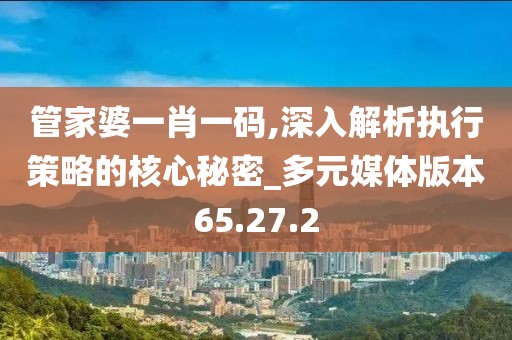 管家婆一肖一码,深入解析执行策略的核心秘密_多元媒体版本65.27.2