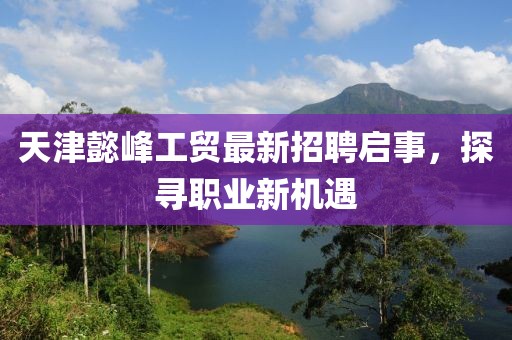 天津懿峰工贸最新招聘启事，探寻职业新机遇