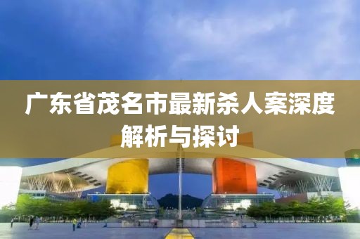 广东省茂名市最新杀人案深度解析与探讨