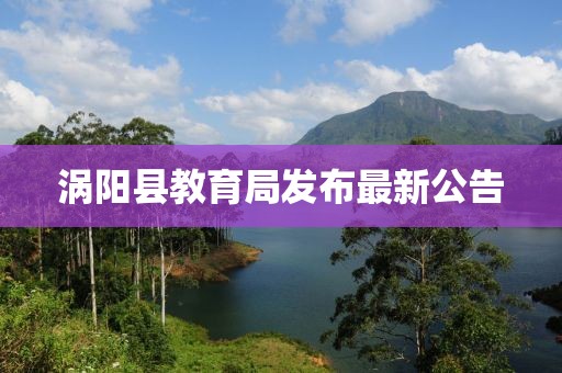 涡阳县教育局发布最新公告