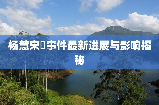 杨慧宋喆事件最新进展与影响揭秘