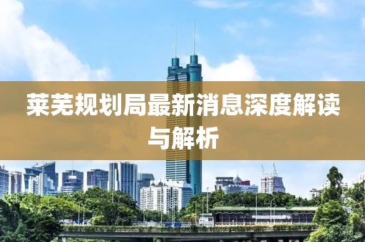 莱芜规划局最新消息深度解读与解析