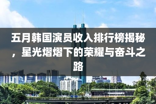 五月韩国演员收入排行榜揭秘，星光熠熠下的荣耀与奋斗之路