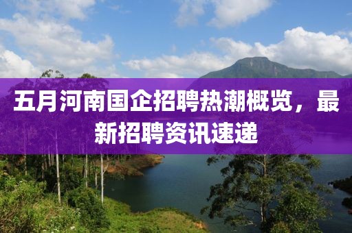 五月河南国企招聘热潮概览，最新招聘资讯速递