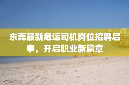 东莞最新危运司机岗位招聘启事，开启职业新篇章