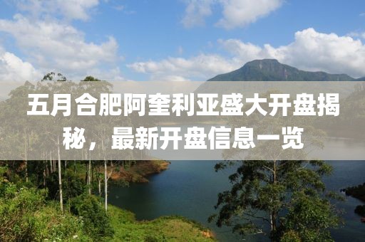 五月合肥阿奎利亚盛大开盘揭秘，最新开盘信息一览