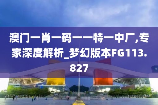 澳门一肖一码一一特一中厂,专家深度解析_梦幻版本FG113.827