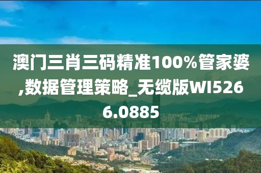 澳门三肖三码精准100%管家婆,数据管理策略_无缆版WI5266.0885
